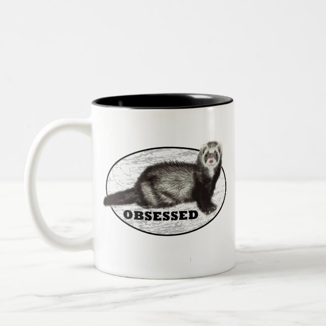 Caneca De Café Em Dois Tons Ferret Obcecado * com Sable Ferret (Esquerda)