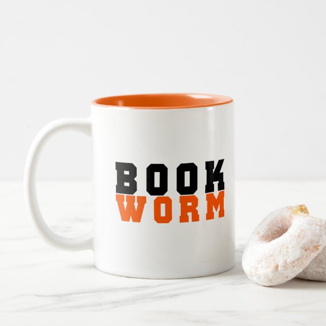 Caneca De Café Em Dois Tons Fervo de livros, Amante de livros (Com Donut)