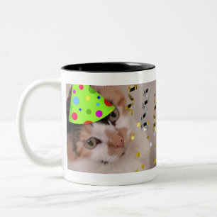 Caneca De Café Em Dois Tons Festa Animal/Calico Cat