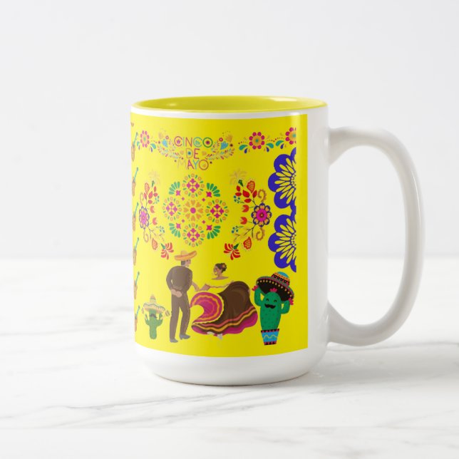 Caneca De Café Em Dois Tons Festa das Cores  amarelo (Direita)