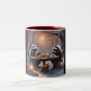 Caneca De Café Em Dois Tons Festa de chá de Natal dos esquilos fofos