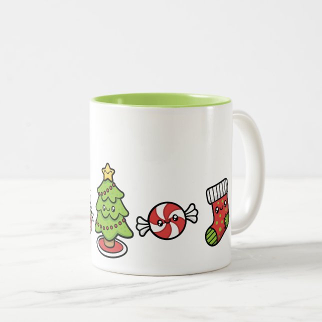 Caneca De Café Em Dois Tons Festa de Natal (Frente Esquerda)