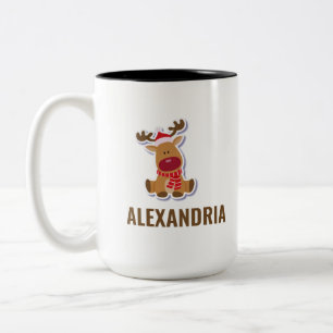 Caneca De Café Em Dois Tons Festa de Rudolph Rudolph Santa Claus
