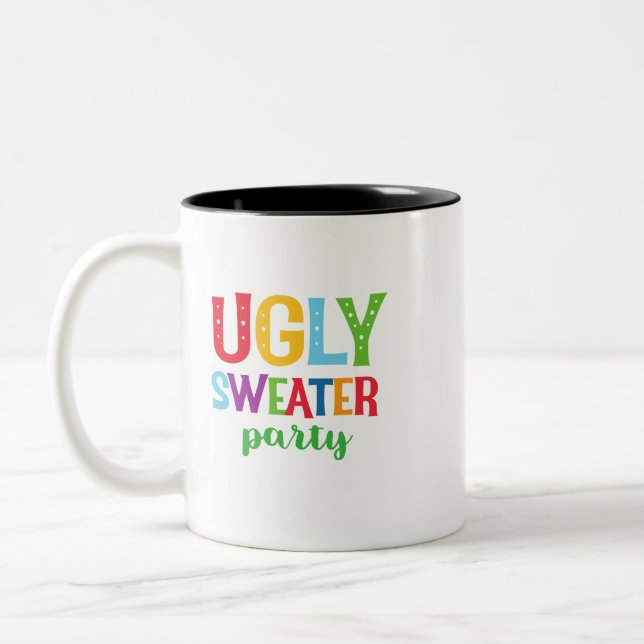 Caneca De Café Em Dois Tons Festa de Sweater Feia (Esquerda)