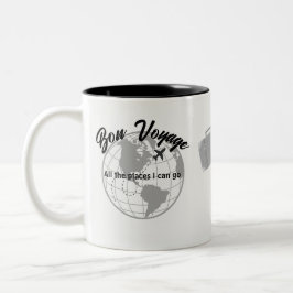 Caneca De Café Em Dois Tons Festa de Tema de Viagem de Reforma Bon Voyage Glob