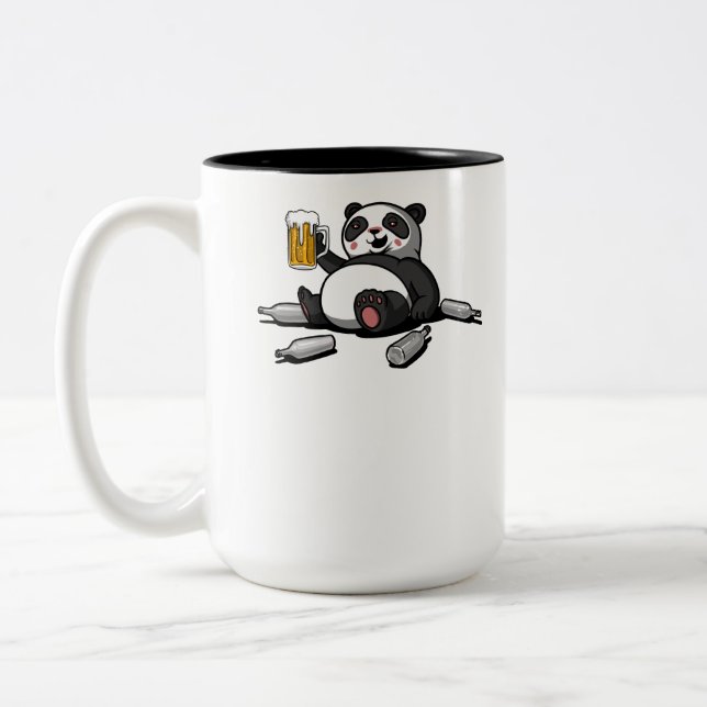 Caneca De Café Em Dois Tons Festa Engraçada de Bebendo de Ursa de Panda (Esquerda)