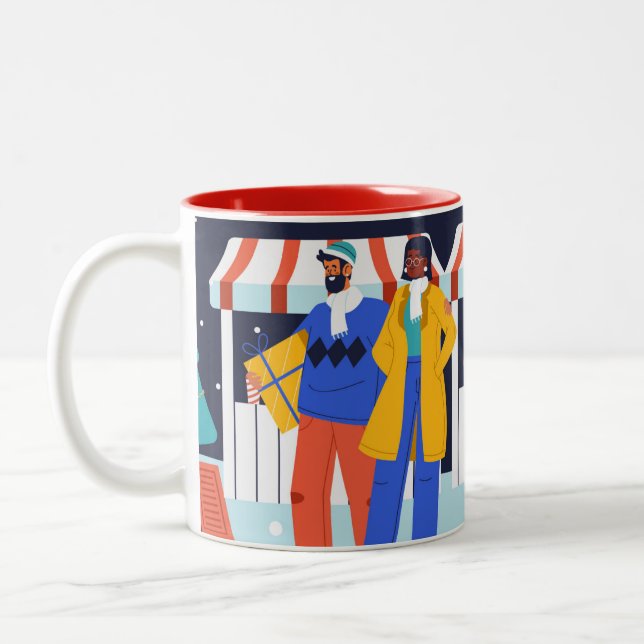 Caneca De Café Em Dois Tons "Festividades do mercado de inverno" (Esquerda)