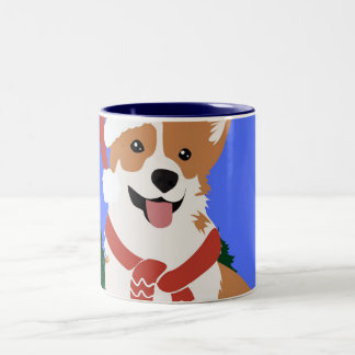 Caneca De Café Em Dois Tons Festivo Corgi Holiday Mug