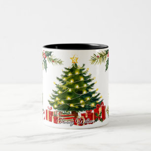 Caneca De Café Em Dois Tons Festivo Festivo Cinto tradicional Natal