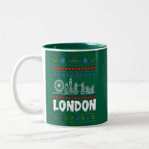 Caneca De Café Em Dois Tons Festivo London Reino Unido Fúria Natal