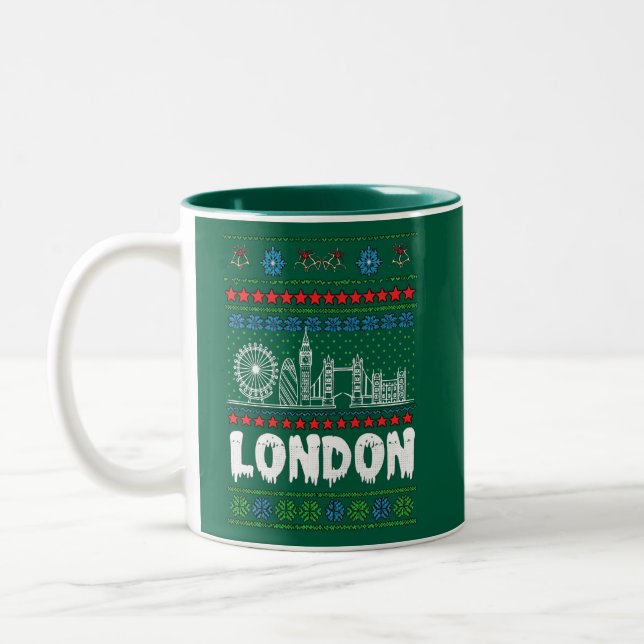 Caneca De Café Em Dois Tons Festivo London Reino Unido Fúria Natal (Esquerda)