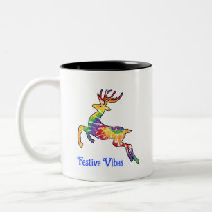Caneca De Café Em Dois Tons Festivo Vibes Tie Dye Reindeer Mug