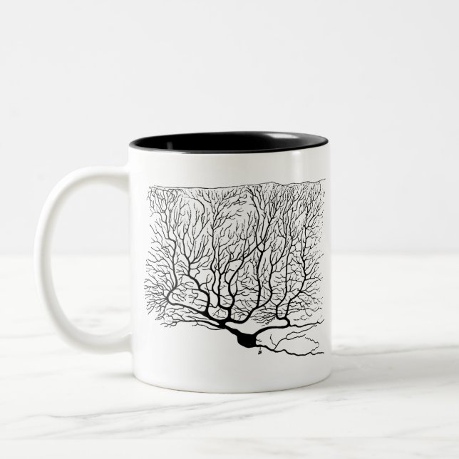 Caneca De Café Em Dois Tons Fibras de Purkinje no estilo de Cajal (Esquerda)