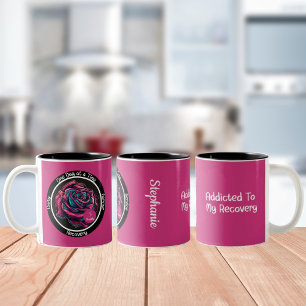 Caneca De Café Em Dois Tons Ficha de Sobriedade Rosa   Presente de Recuperação