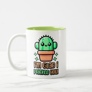 Caneca De Café Em Dois Tons Fico feliz que te tenha picado! Cute Cactus Pun