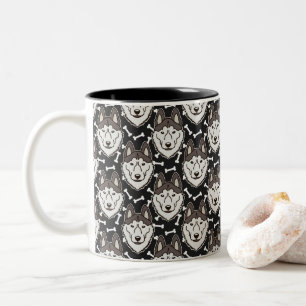 Caneca De Café Em Dois Tons Fiel Husky Siberiano Cão de Trenó Ártico Pet Cacho