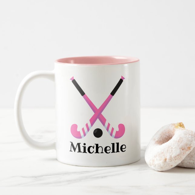Caneca De Café Em Dois Tons Field Hockey Coach or Player (Com Donut)