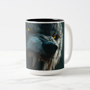 Caneca De Café Em Dois Tons Fierce Wolf Guardian