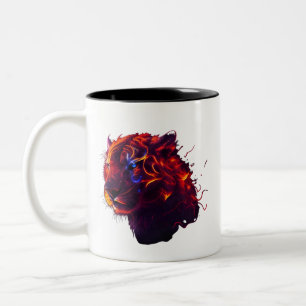 Caneca De Café Em Dois Tons Fiery Lion Head