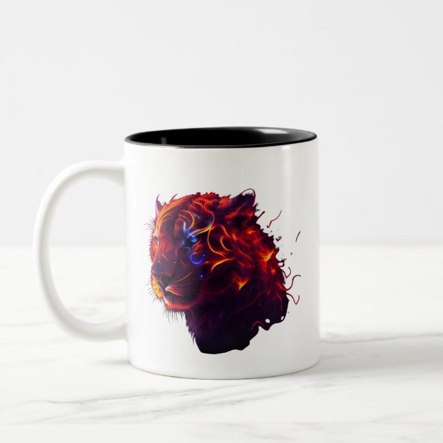 Caneca De Café Em Dois Tons Fiery Lion Head (Esquerda)