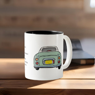 Caneca De Café Em Dois Tons Figarcas em Tóquio Citação Emerald Green Figaro