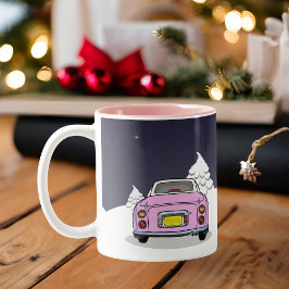 Caneca De Café Em Dois Tons Figarcas Feriado de Natal - Carro de Figaro