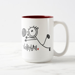Caneca De Café Em Dois Tons Figura de Homem Básico Jogando Volei