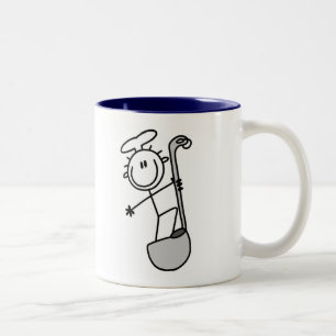 Caneca De Café Em Dois Tons Figura de Palito de Chef com Concha