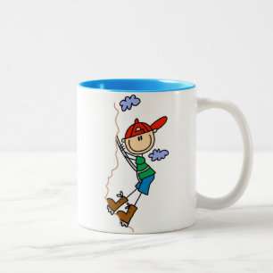 Caneca De Café Em Dois Tons Figura de Pau Escalando Rocha