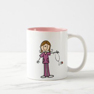 Caneca De Café Em Dois Tons Figura fêmea enfermeira da vara do cabelo de Brow