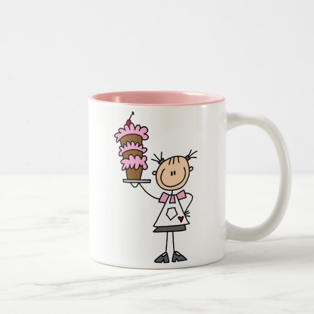Caneca De Café Em Dois Tons Figura fêmea padeiro da vara (Direita)