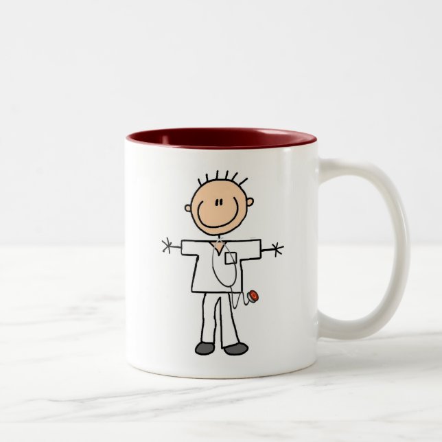Caneca De Café Em Dois Tons Figura masculina enfermeira da vara (Direita)