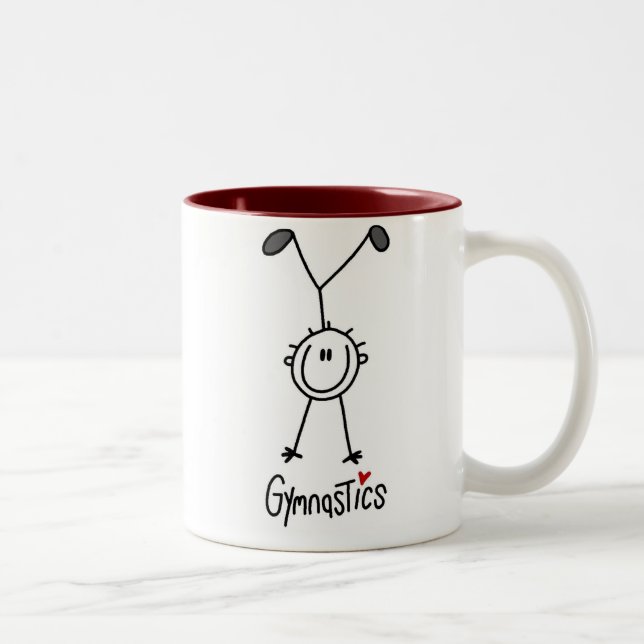 Caneca De Café Em Dois Tons Figura simples Gymnast da vara (Direita)