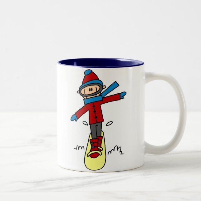 Caneca De Café Em Dois Tons Figura snowboarding da vara (Direita)