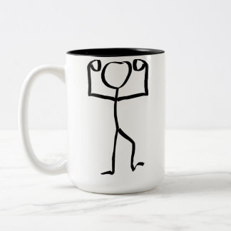 Caneca De Café Em Dois Tons Figura Stickman Ilustração Vencedora, Arte de Uma 