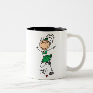 Caneca De Café Em Dois Tons Figura verde t-shirt e presentes da vara do