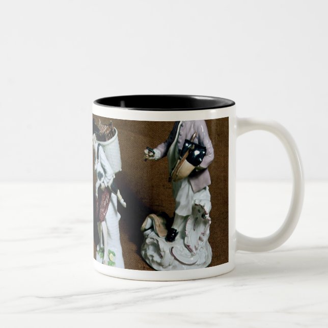 Caneca De Café Em Dois Tons Figuras de Meissen: saddler, vendedor da cabra (Direita)