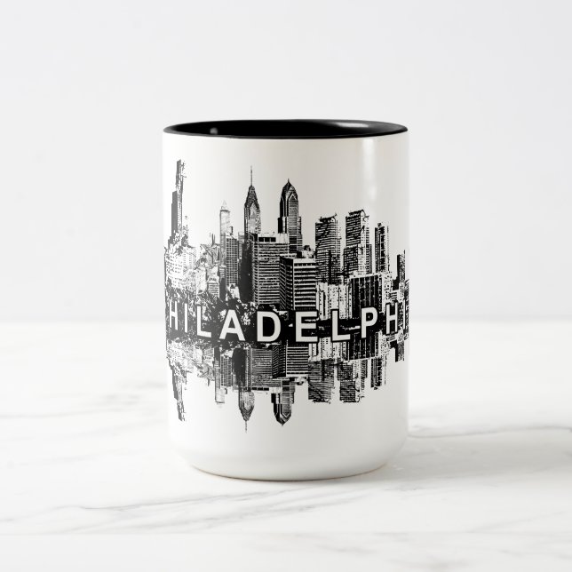 Caneca De Café Em Dois Tons Filadélfia, Pensilvânia a preto (Centro)