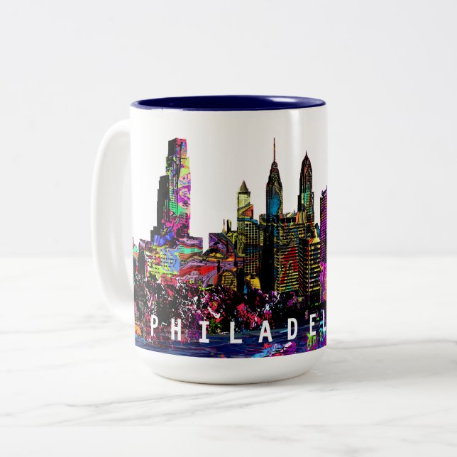 Caneca De Café Em Dois Tons Filadélfia, Pensilvânia em grafite (Frente Esquerda)