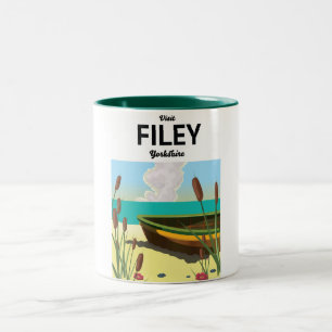 Caneca De Café Em Dois Tons Filey, Yorkshire Seaside poster de viagens