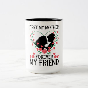 Caneca De Café Em Dois Tons Filha Beijando a Mãe – Primeiro Minha Mãe