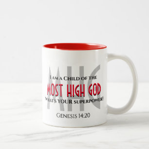 Caneca De Café Em Dois Tons FILHO DA MAIOR DEUS, super-poderosa Cristã