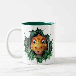 Caneca De Café Em Dois Tons Filhos de chocolate quente de dinossauro 3D