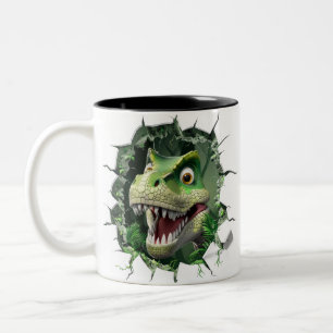 Caneca De Café Em Dois Tons Filhos de chocolate quente de dinossauro 3D