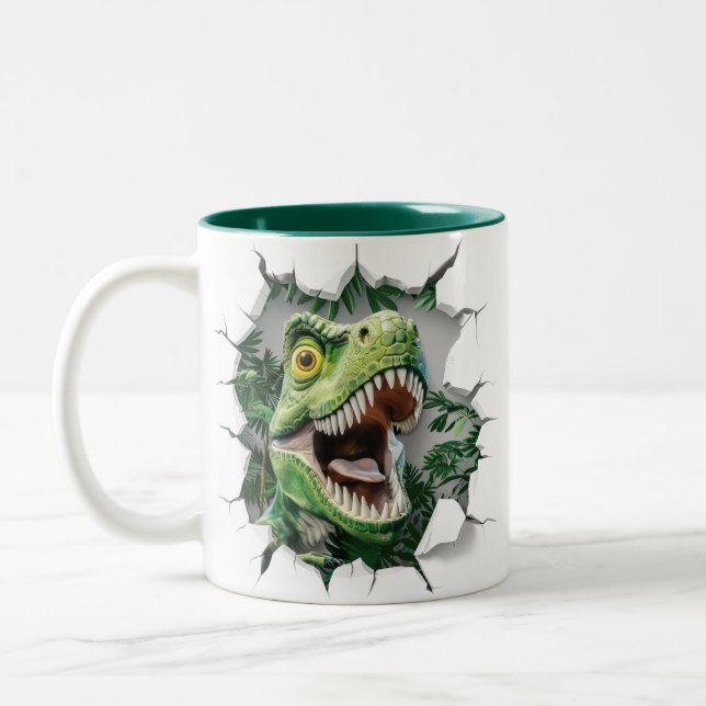 Caneca De Café Em Dois Tons Filhos de chocolate quente de dinossauro 3D (Esquerda)