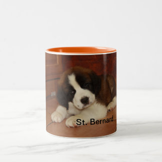 Caneca De Café Em Dois Tons Filhote de cachorro adorável e doce de St Bernard