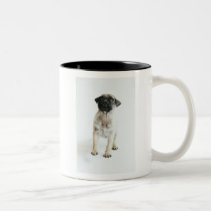 Caneca De Café Em Dois Tons Filhote de cachorro bonito do Pug
