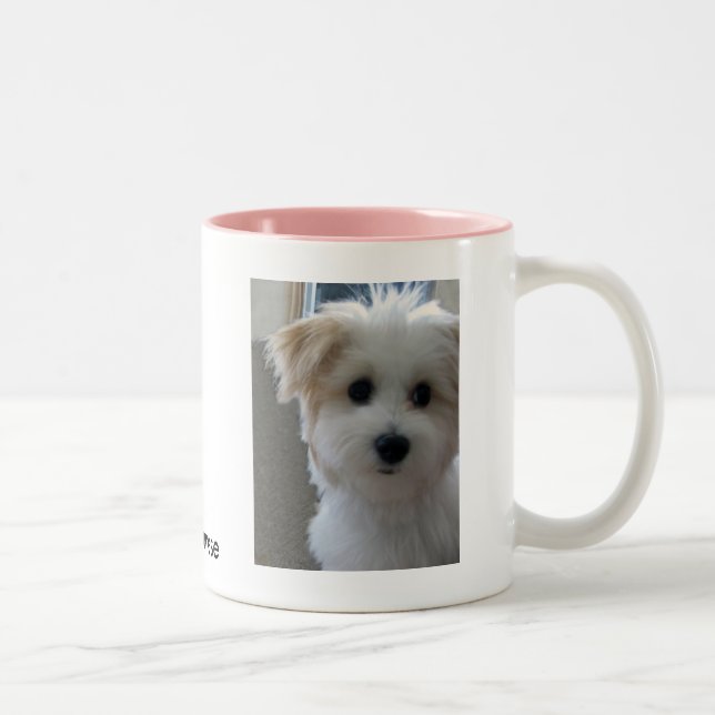 Caneca De Café Em Dois Tons Filhote de cachorro de Havanese (Direita)