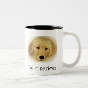 Caneca De Café Em Dois Tons Filhote de cachorro do golden retriever