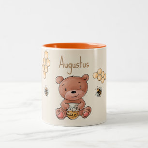 Caneca De Café Em Dois Tons Filhote de Urso Mel Cute